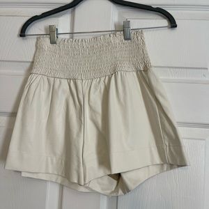 Leather cream shorts